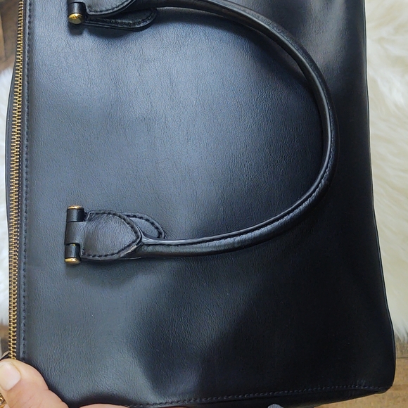 Lauren Ralph Lauren Black Leather Newbury Double zip Crossbody Satchel - Picture 13 of 17